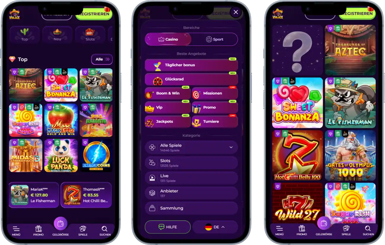 Vivajack Casino auf dem Handy