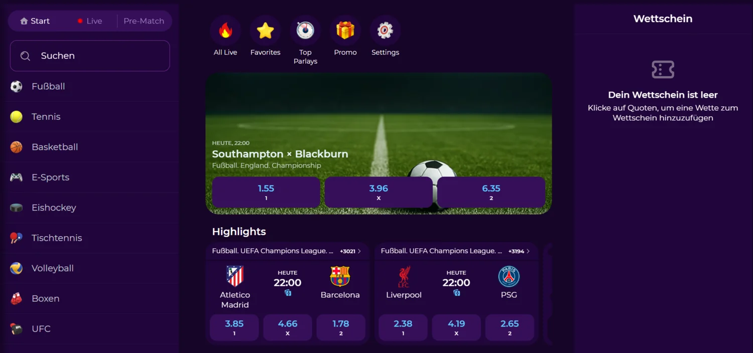 Vivajack Casino Sportwetten