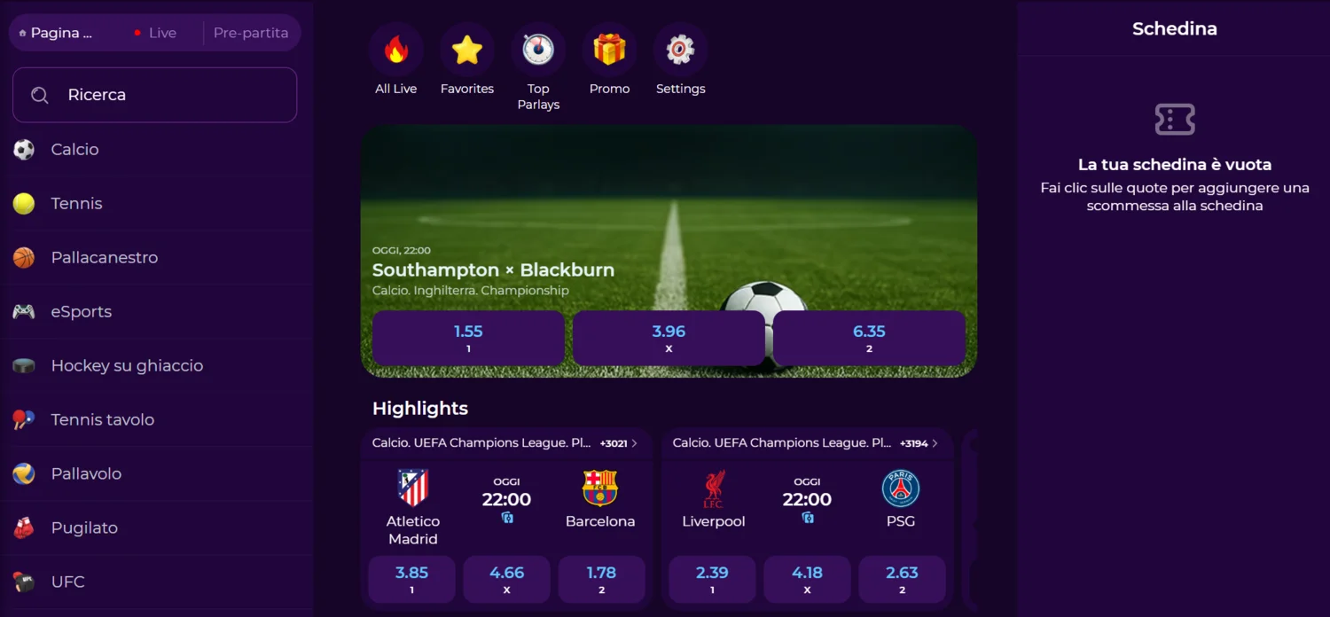 Scommesse Sportive su Vivajack Casino