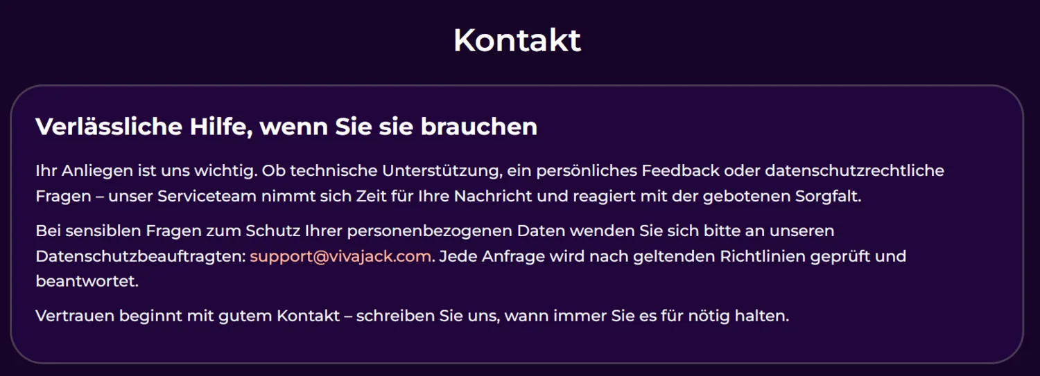 Vivajack Casino Kundensupport