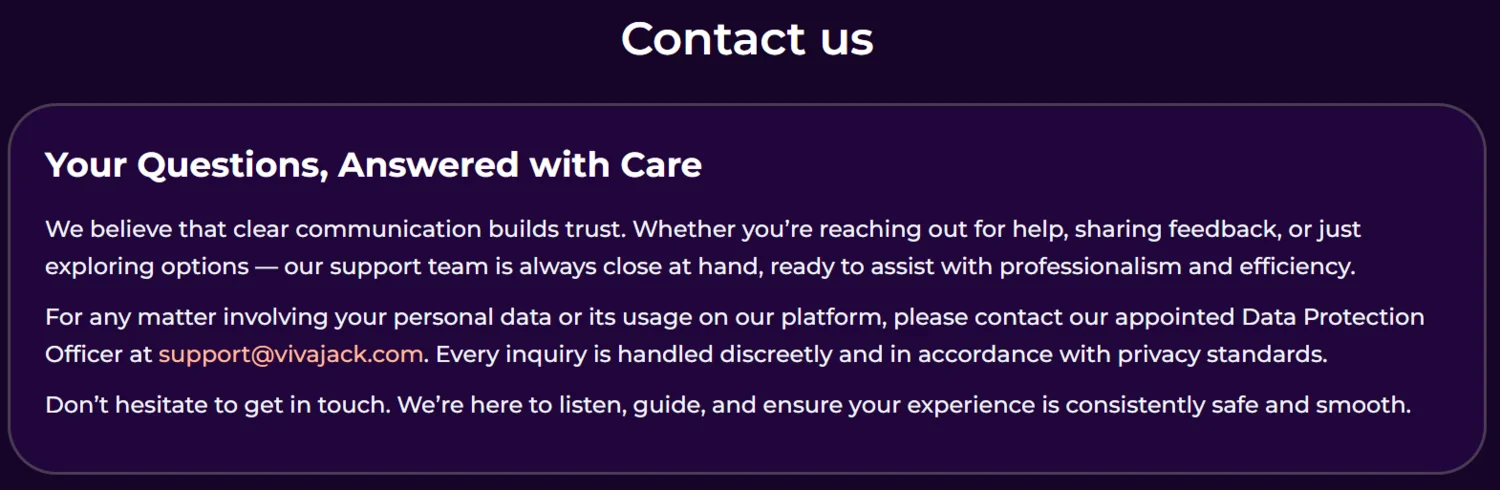 Vivajack Casino Customer Support