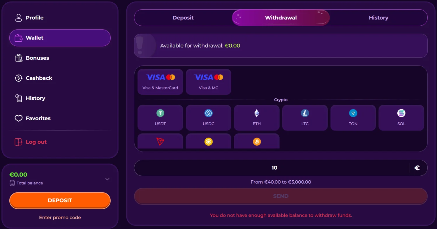 Vivajack Casino Withdrawal Options
